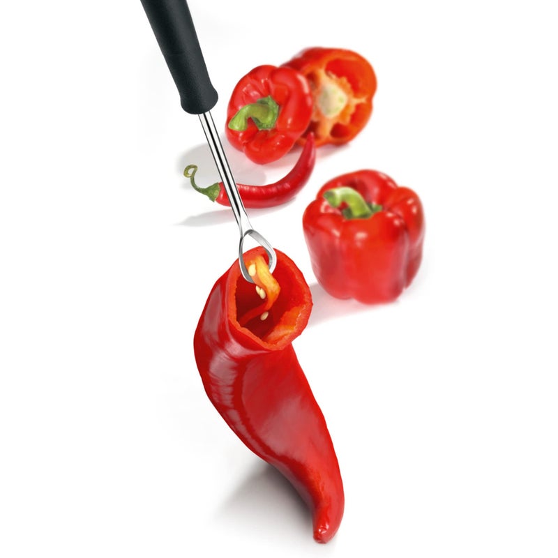 triangle Pepper Corer - Stainless Steel - Easily Removes Core, Seeds, Pith & Ribs of Peppers - Non-Slip Handle - Dishwasher Safe - Image 3